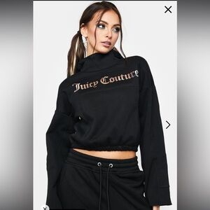 Juicy Couture Black Metallic Logo High Neck sweater top